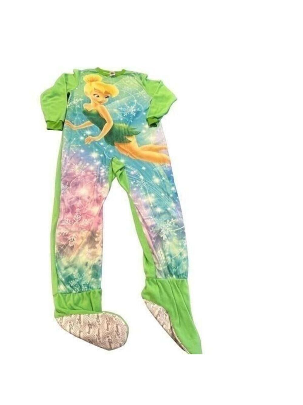 Disney Fairies Tinkerbell Footed Blanket Sleeper Pajamas Pjs Green Large